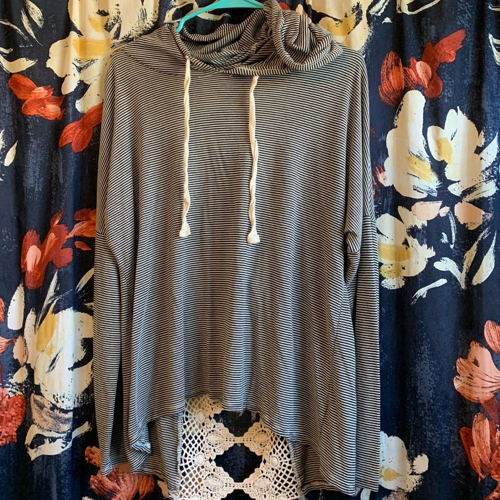 Black and white striped pullover